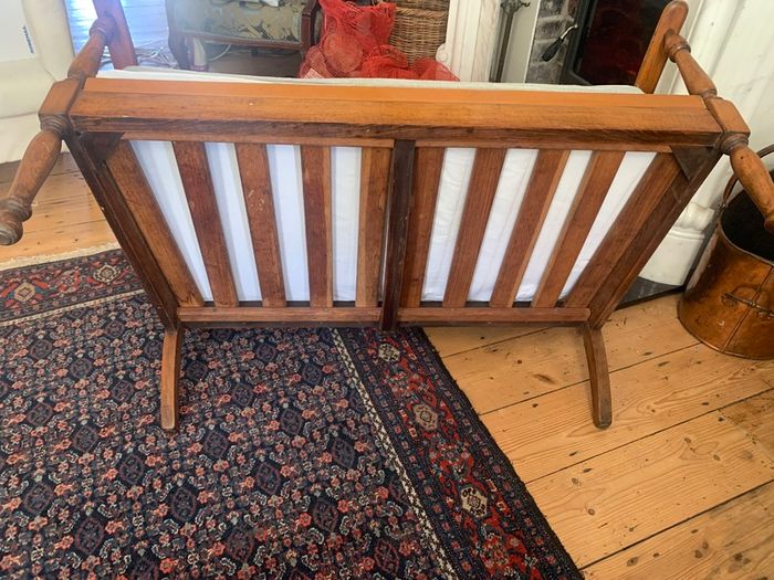 Mid Century two-seater wooden sofa