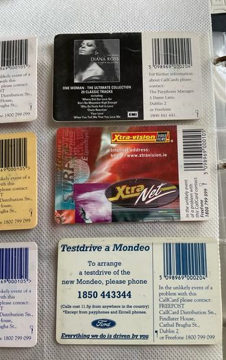 Diana Ross, Kit Kat , Xtra Vision, Barry's tea,  Gordon's gin call cards