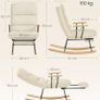 Rocking Chair Rubber Wood Feet Fleece Surface Rocking Armchair with 4 Adjustable Backrests Camel Brown Image 4
