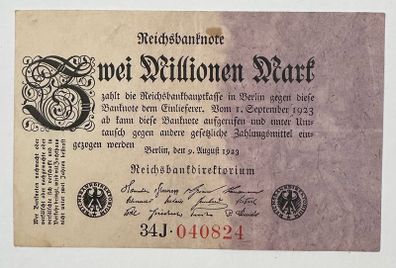 Germany 2 Million Mark 1923 Banknote