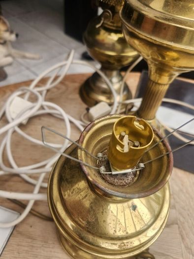 Three oil brass lamps