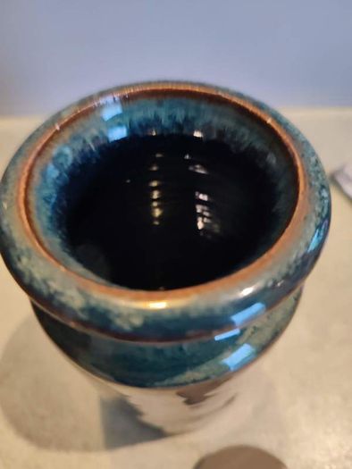 Ceramic Honey Pots / Jam Jars / Sugar Bowls in Blue over Black by Louis Mulcahy.