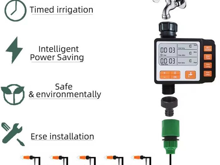 Garden Irrigation Watering Kits Timer Controller Irrigator System 2-in-1 Misting Sprinklers Drip Water Sets