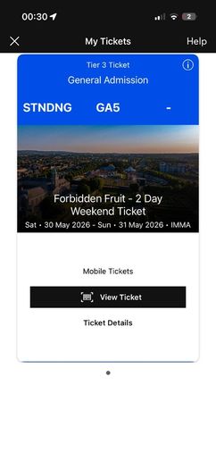 forbidden fruits 2 days ticket