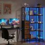 Vintage 5 Tier Corner Shelf Standing with LED Lighting and 4 Drawers, Shelf, Bookcase Cabinet Image 6
