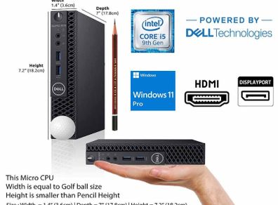 Mini Dell OptiPlex 3070 Micro Desktop PC Core i5 9thGen 12GB RAM 500GB SSD Windows 11 Pro HDMI