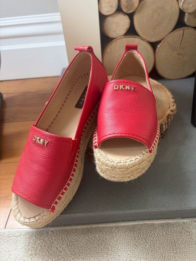 DKNY Mer Peep-Toe Espadrille Peep wedge flat shoes