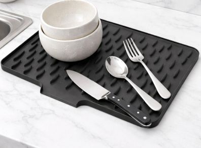 Silicon kitchen draining mat black/dark grey