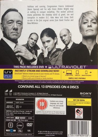 House Of Cards - Seasons 1-4 (US) [ DVD TV Boxsets ]