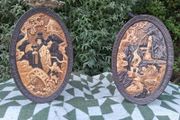 2 X 15 Inch Bretby Pottery Art Deco Japanese Wall Plaques