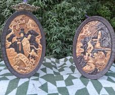 2 X 15 Inch Bretby Pottery Art Deco Japanese Wall Plaques