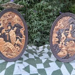 2 X 15 Inch Bretby Pottery Art Deco Japanese Wall Plaques