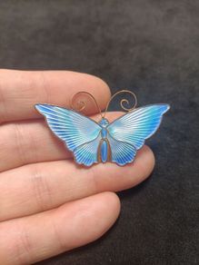 David Andersen Norway Sterling Silver  Guilloche Enamel Brooch 1950s