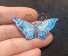 David Andersen Norway Sterling Silver  Guilloche Enamel Brooch 1950s