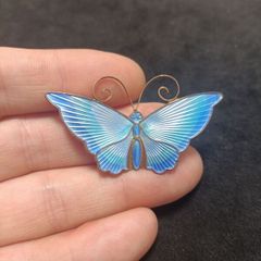 David Andersen Norway Sterling Silver  Guilloche Enamel Brooch 1950s