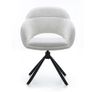 Kornelia Beige Chenille Swivel Chair  Black Metal, Built-in Arms Image 5
