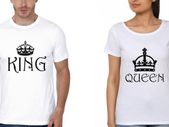 King Queen Couple Tees Tops T-shirts Great Gift Present For Valentines Day Idea