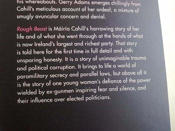 Rough Beast my story & the reality of Sinn Fein Signed by Mairia Cahill Ireland