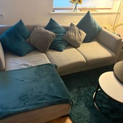 Grey L-shaped sofa