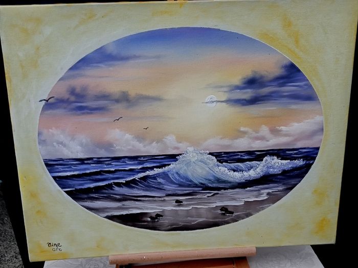 Original seascape oil painting on canvas - signed Aine Art