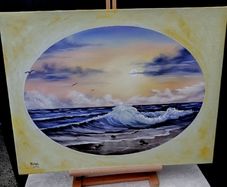 Original seascape oil painting on canvas - signed Aine Art