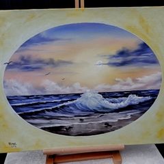 Original seascape oil painting on canvas - signed Aine Art