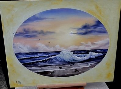 Original seascape oil painting on canvas - signed Aine Art