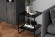 Industrial Design Side Table Coffee Table Bedside Table, 1 Shelf, Black