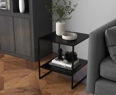 Industrial Design Side Table Coffee Table Bedside Table, 1 Shelf, Black