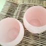New set of 2 frosted glass mini hurricane vases with bow detail in blush Image 3