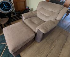 DFS Manual Recliner Armchair Matching Storage Footstool, Excellent Condition