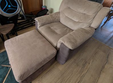 DFS Manual Recliner Armchair Matching Storage Footstool, Excellent Condition