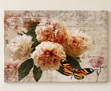 Floral & Butterfly Canvas Vintage Style Wall Art