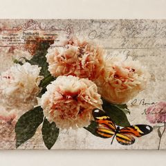 Floral & Butterfly Canvas Vintage Style Wall Art