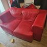 Red Leather two seater couch Image 2