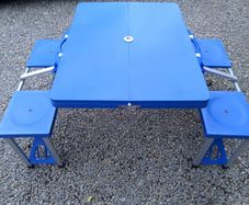 Foldable camping table and seats