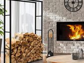 Large Firewood Rack 100 x 150 x 25 cm Rectangular Dark Grey Metal Indoor / Outdoor Firewood Storage Made of Coated Steel Firewood Stand Firewood Rack for Fireplace / Oven