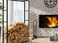 main image for ad Large Firewood Rack 100 x 150 x 25 cm Rectangular Dark Grey Metal Indoor / Outdoor Firewood Storage Made of Coated Steel Firewood Stand Firewood Rack for Fireplace / Oven
