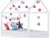 Kids Bed Frame White Solid Pine Wood 70x140 cm