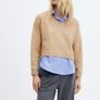 Mango Combined Knit Jumper and Shirt Mock Layer Top   Size XL UK 14 Image 3