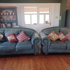 Green Leather Couches