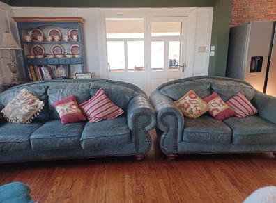 Green Leather Couches