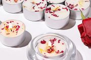 Set of Rose Scented Tea Lights with Dried Rose Petals