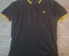 Fred Perry Men's M Twin Tipped Polo Shirt Black Yellow