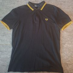 Fred Perry Men's M Twin Tipped Polo Shirt Black Yellow