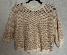 Ba&sh Open Knit Nate Sweater Sz 6UK 2US XS Boxy Oversized Shimmer Short Sleeve