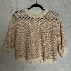 Ba&sh Open Knit Nate Sweater Sz 6UK 2US XS Boxy Oversized Shimmer Short Sleeve