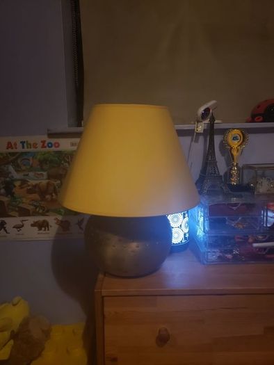Brass vintage lamp with new mustard shade