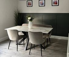 Table , 2 chairs and bench