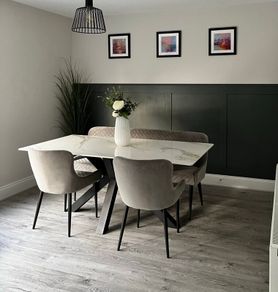 Table , 2 chairs and bench